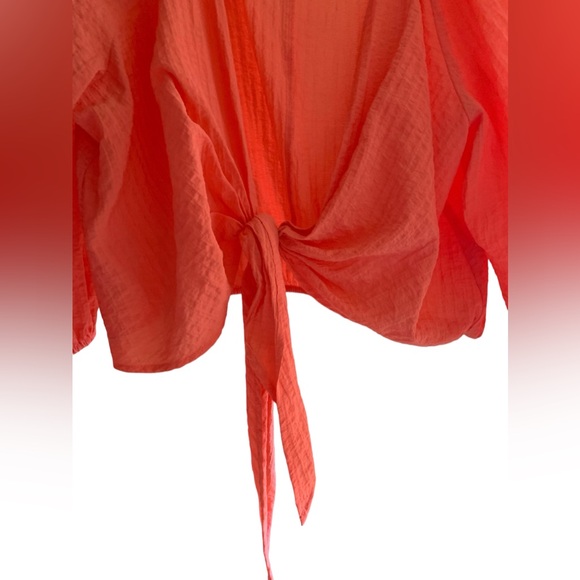 LANE BRYANT Coral Melon Orange Tie-Front Over piece Shrug Crop Plus Size 18/20 - Picture 7 of 15